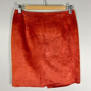 DANIER Vintage Genuine Suede Mini Skirt Burnt Orange Size 8 Autumn 90s Mid Thigh